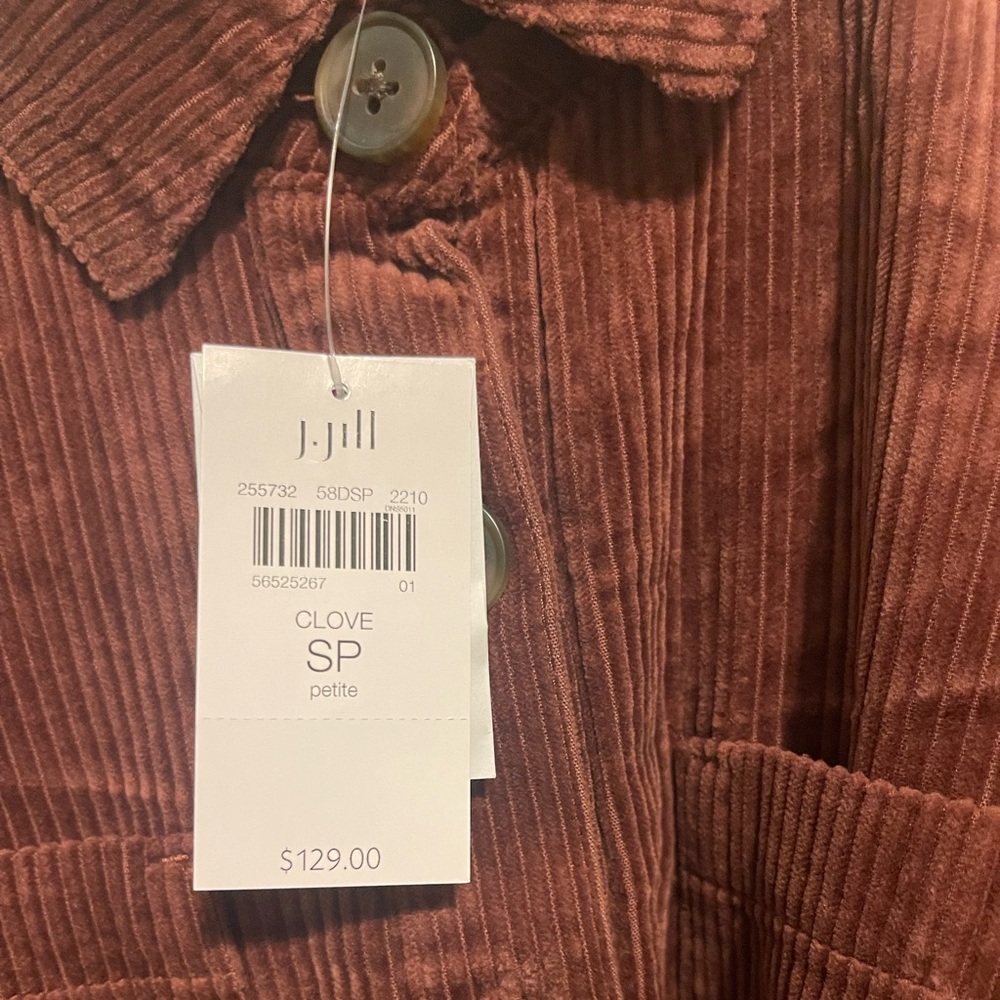 J Jill Corduroy Dress Womens Red Thick Collared Popover Long Sleeve Small Petite